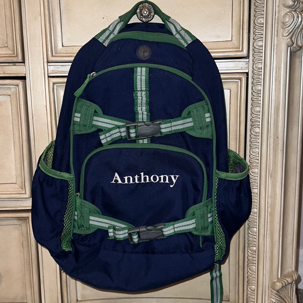 Back to School! Pottery Barn Kids Monogrammed “Anthony” large backpack ✏️📓🎒💙